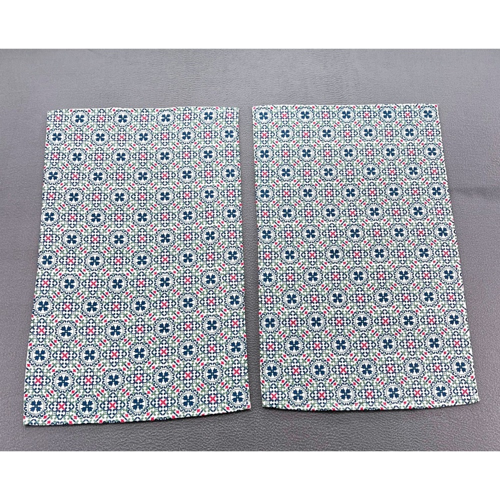 Core Kitchen Towels 2 Piece Cotton Blue Red Green Geometric Pattern